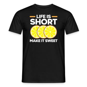 Life Is Short Make It Sweet Lemon Lover Fruit - Men's T-Shirt - black - Front - AI Model Male 178 light (178cm)