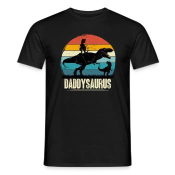 daddysaurus dinosaur t-rex gift dad - Men's T-Shirt - black - Front - AI Model Male 178 light (178cm)