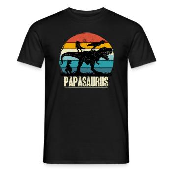 papasaurus rex t-rex gift dad father - Men's T-Shirt - black - Front - AI Model Male 178 light (178cm)