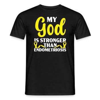 My God Is Stronger Than Endometriosis Awareness - Men's T-Shirt - black - Front - AI Model Male 178 light (178cm)