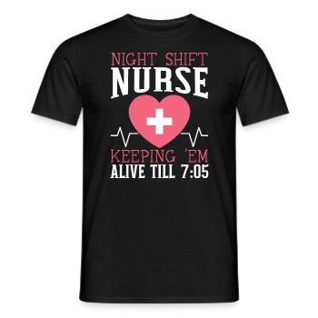 Night Shift Nurse Graveyard Shift Worker Employee - Men's T-Shirt - black - Front - AI Model Male 178 light (178cm)