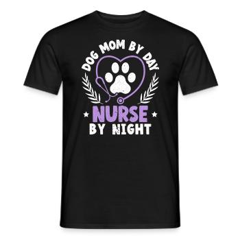 Maman de chien par infirmière de jour par quart de cimetière de nuit - T-shirt homme - noir - Devant - AI Model Male 178 light (178cm)