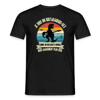 cadeau guitariste t-rex guitare rétro - T-shirt homme - noir - Devant - AI Model Male 178 light (178cm)