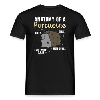 Anatomy Of A Porcupine Rodent Spine Animal Lover - Men's T-Shirt - black - Front - AI Model Male 178 light (178cm)