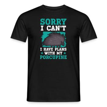 I Have Plans With My Porcupine Rodent Spine Animal - Men's T-Shirt - black - Front - AI Model Male 178 light (178cm)