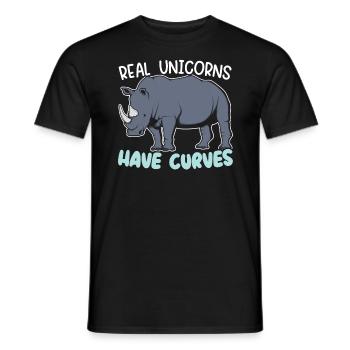 Real Unicorns Have Curves Rhinocerus Wildlife - Men's T-Shirt - black - Front - AI Model Male 178 light (178cm)