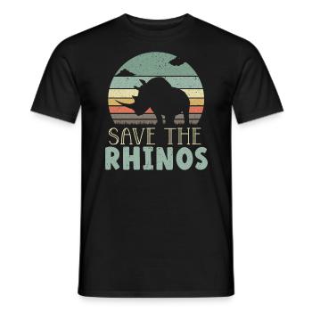 Rettet den Nashorn-Nashorn-Wildtier-Pflanzenfresser - Männer T-Shirt - Schwarz - Vorne - AI Model Male 178 light (178cm)