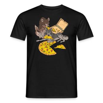 Wolf Pizza Wolf Lover Wildlife Animal Zookeeper - Men's T-Shirt - black - Front - AI Model Male 178 light (178cm)