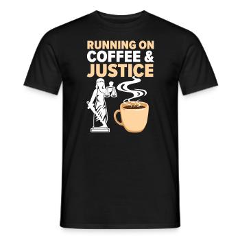 Courir sur le café et la justice Juge Avocat Justice - T-shirt homme - noir - Devant - AI Model Male 178 light (178cm)