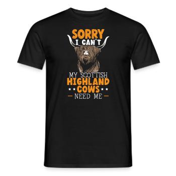 Désolé, je ne peux pas mes vaches Scottist Highland ont besoin de moi - T-shirt homme - noir - Devant - AI Model Male 178 light (178cm)