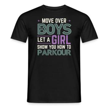 Move Over Boys Let A Girl Show You How To Parkour - Men's T-Shirt - black - Front - AI Model Male 178 light (178cm)