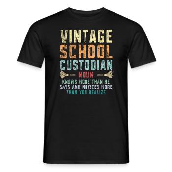 Concierge Janitress Gardien d’école Clean Freak - T-shirt homme - noir - Devant - AI Model Male 178 light (178cm)