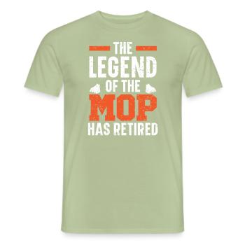 The Legend Of The Mop Has Retired Janitor - Men's T-Shirt - sage - Front - AI Model Male 178 light (178cm)