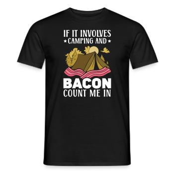 Si cela implique du camping et du bacon, comptez-moi dans - T-shirt homme - noir - Devant - AI Model Male 178 light (178cm)