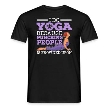 Ich mache Yoga, weil es verpönt ist, Menschen zu schlagen - Männer T-Shirt - Schwarz - Vorne - AI Model Male 178 light (178cm)