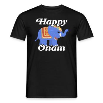 Happy Onam Festival India Holiday Indian Kerala - Men's T-Shirt - black - Front - AI Model Male 178 light (178cm)