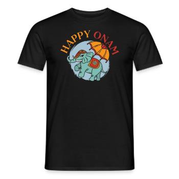 Happy Onam Festival India Holiday Indian Kerala - Men's T-Shirt - black - Front - AI Model Male 178 light (178cm)