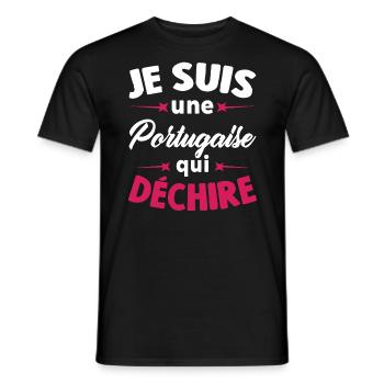 Je Suis Une Portugaise Qui Déchire - T-shirt homme - noir - Devant - AI Model Male 178 light (178cm)
