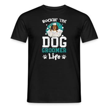 Rockin' The Dog Groomer Life Pet Grooming - Men's T-Shirt - black - Front - AI Model Male 178 light (178cm)