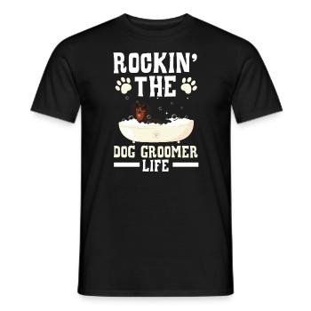 Rockin' The Dog Groomer Life Pet Grooming - Men's T-Shirt - black - Front - AI Model Male 178 light (178cm)