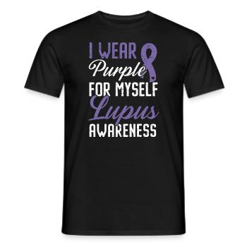 Je porte du violet pour moi-même Lupus Awareness Disease - T-shirt homme - noir - Devant - AI Model Male 178 light (178cm)