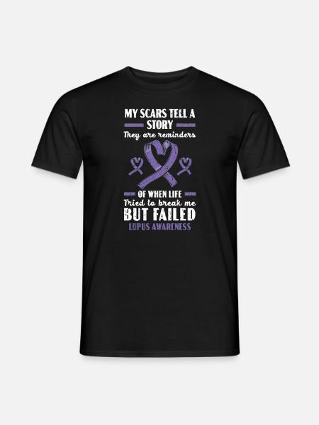 Lupus-tietoisuus Violetti nauha autoimmuunisairaus - Miesten T-paita - musta