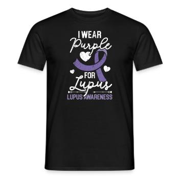 Je porte du violet pour la sensibilisation au lupus SLE Disease - T-shirt homme - noir - Devant - AI Model Male 178 light (178cm)