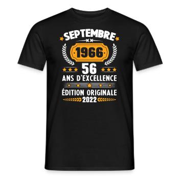 Cadeau D'anniversaire Rétro 56 Ans Septembre 1966 - T-shirt homme - noir - Devant - AI Model Male 178 light (178cm)