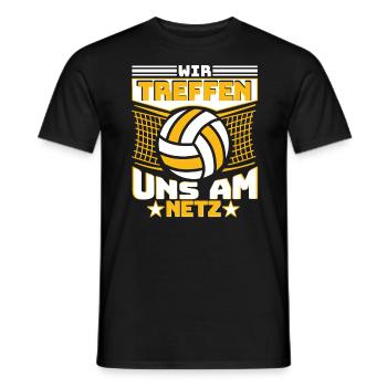 Volleyball Volleyballnetz Wir treffen uns am Netz - Männer T-Shirt - Schwarz - Vorne - AI Model Male 178 light (178cm)