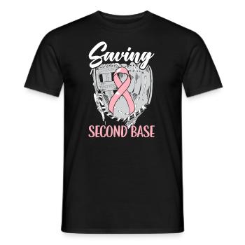 Saving 2nd Base Baseball Player Breast Cancer - Men's T-Shirt - black - Front - AI Model Male 178 light (178cm)