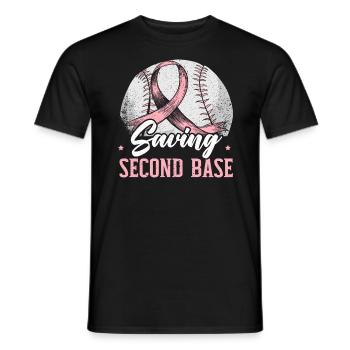 Saving 2nd Base Baseball Player Breast Cancer - Men's T-Shirt - black - Front - AI Model Male 178 light (178cm)