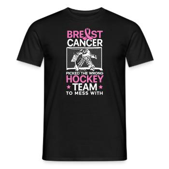 Breast Cancer Picked The Wrong Hockey Team - Men's T-Shirt - black - Front - AI Model Male 178 light (178cm)