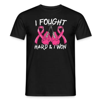 I Fought Hard And I Won Boxer Breast Cancer - Men's T-Shirt - black - Front - AI Model Male 178 light (178cm)
