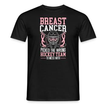 Breast Cancer Picked The Wrong Hockey Team - Men's T-Shirt - black - Front - AI Model Male 178 light (178cm)