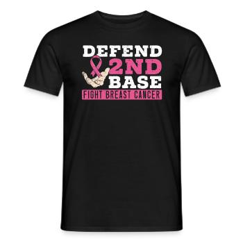 Defend 2nd Base Baseball Breast Cancer Awareness - Men's T-Shirt - black - Front - AI Model Male 178 light (178cm)