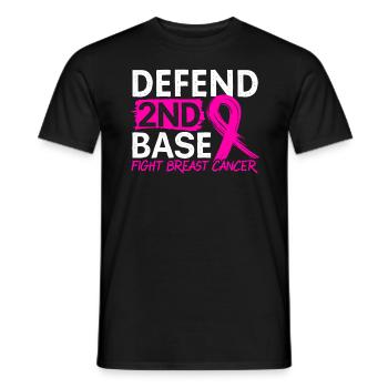 Defend 2nd Base Baseball Breast Cancer Awareness - Men's T-Shirt - black - Front - AI Model Male 178 light (178cm)