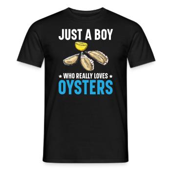 Just A Boy Who Really Loves Oysters Seafood Lover - Men's T-Shirt - black - Front - AI Model Male 178 light (178cm)