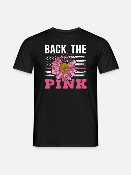 Zurück Die rosa USA Flagge Brustkrebs Bewusstsein - Männer T-Shirt - Schwarz