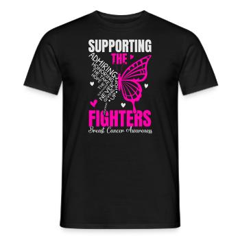 Supporting The Fighters Breast Cancer Awareness - Men's T-Shirt - black - Front - AI Model Male 178 light (178cm)