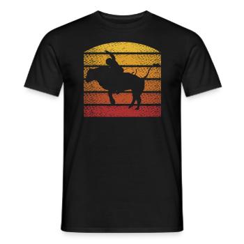Retro Bull Rider Cowboy Western Rodeo Bull Riding - Men's T-Shirt - black - Front - AI Model Male 178 light (178cm)