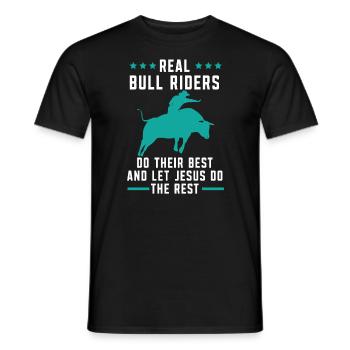 Les vrais cavaliers de taureaux font de leur mieux Rodeo Christian - T-shirt homme - noir - Devant - AI Model Male 178 light (178cm)