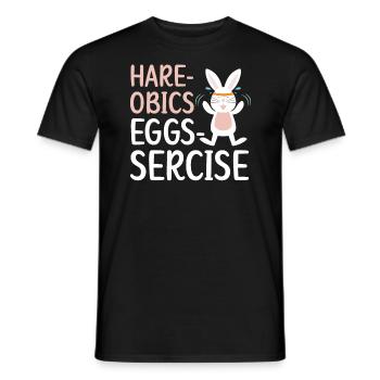 Hare-obics Eggs-sercise Aerobics Instructor Rabbit - Men's T-Shirt - black - Front - AI Model Male 178 light (178cm)