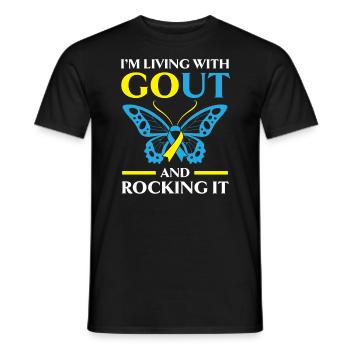 Je vis avec la goutte et la berce conscience de la goutte - T-shirt homme - noir - Devant - AI Model Male 178 light (178cm)