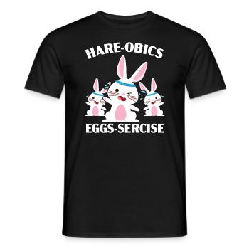 Hare-obics Eggs-sercise Aerobics Instructor Rabbit - Men's T-Shirt - black - Front - AI Model Male 178 light (178cm)