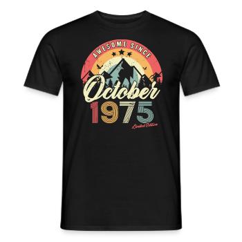 Cadeau D'anniversaire En Octobre 1975 Vintage - T-shirt homme - noir - Devant - AI Model Male 178 light (178cm)