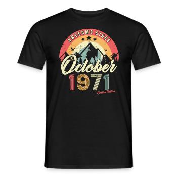 Cadeau D'anniversaire En Octobre 1971 Vintage - T-shirt homme - noir - Devant - AI Model Male 178 light (178cm)