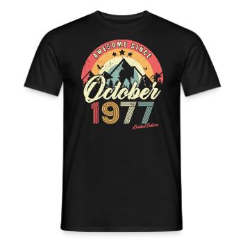 Cadeau D'anniversaire En Octobre 1977 Vintage - T-shirt homme - noir - Devant - AI Model Male 178 light (178cm)