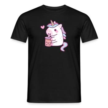 Mignonne Licorne aime boire du thé à bulles - T-shirt homme - noir - Devant - AI Model Male 178 light (178cm)