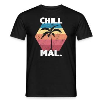 Chill mal Retro Vintage Sonnenuntergang Palme - Männer T-Shirt - Schwarz - Vorne - AI Model Male 178 light (178cm)