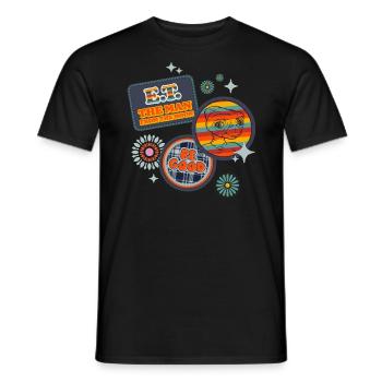 E.T. Der Außerirdische Flicken Blumen - Männer T-Shirt - Schwarz - Vorne - AI Model Male 178 light (178cm)